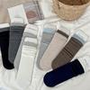 Korean Style Gray Scrunch Socks for Women - Versatile, Ribbed, Color Block, Long JK Design for Spring & Autumn