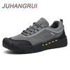 Mens Outdoor Climbing Trekking Sneakers Men Hiking Shoes Leather Nonslip Workwear Shoes Casual Walking Shoes Wear-resistant