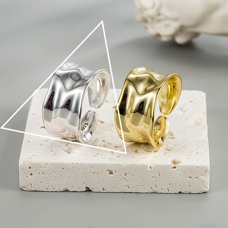 Panjbj Copper Wide Smooth Ring For Women Girl Irregular Simple Fashion Adjustable Jewelry Gift Dropshipping