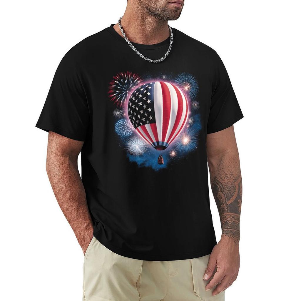 Hot Air Balloon Firework US American Flag 4Th Of July TShirt cheap stuff vintage t shirts custom tshirts men tshirt