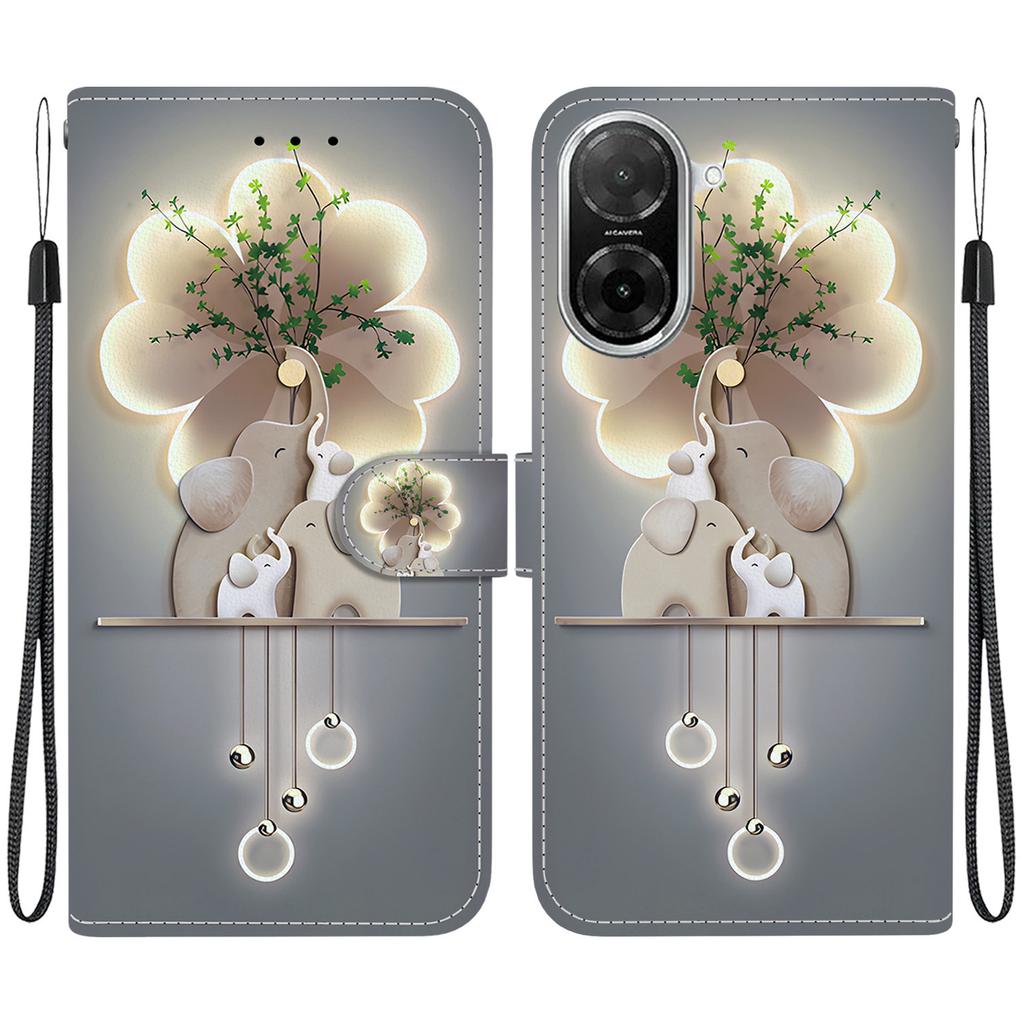For Xiaomi Redmi A5 4G (171.7mm)/Poco C71 4G Case Pattern Printing Leather Flip Wallet Phone Cover with Lanyard