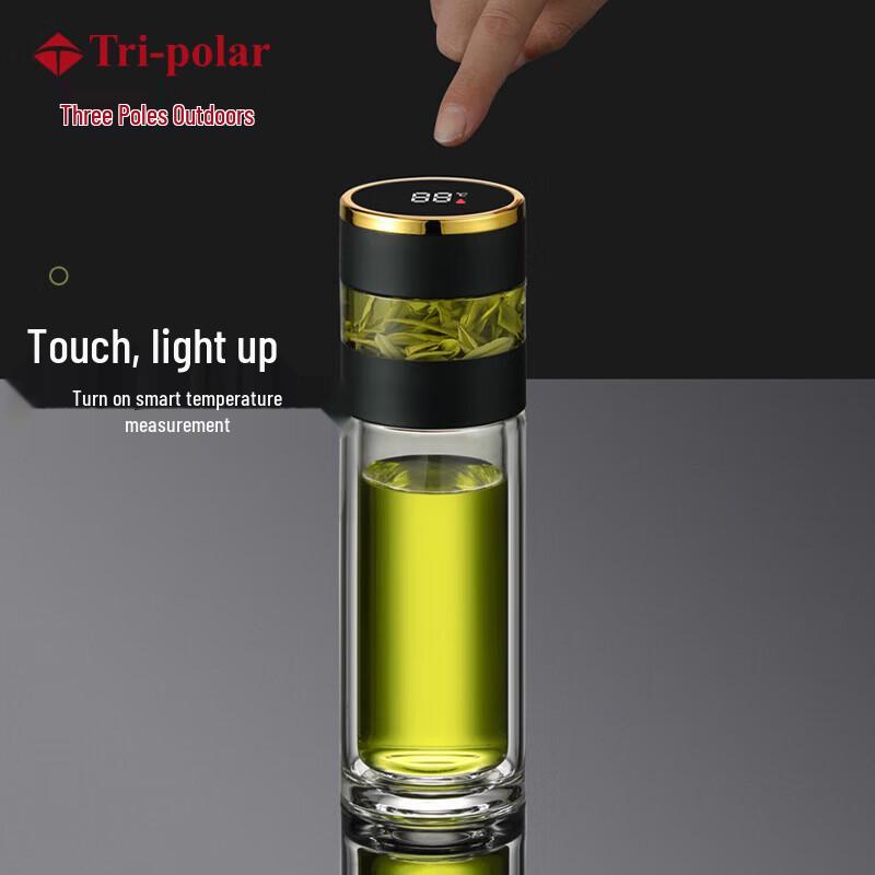 Tri-polar Intelligent Temperature Display Glass Tea Infuser Bottle