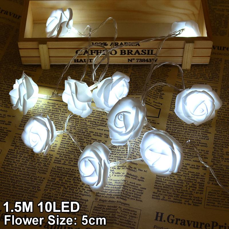 1.5M 10LED Artificial Rose Flower Garland String Light LED Fairy Lights Valentine's Day Wedding Christmas Party Decorations