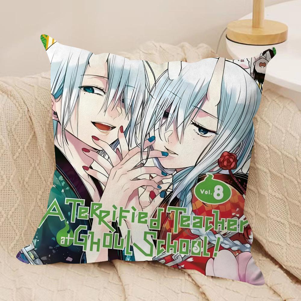 Y-YOUKAI GAKKOU NO SENSEI  Cushion Cover Silky Short Plush Sofa Pillow Cover Hidden Zipper Soft Dustproof Case for Home Decor