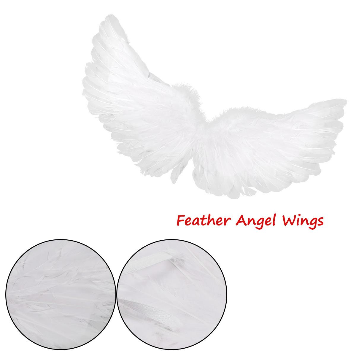 

Крила ангела з білим пером для танцювальної вечірки, косплей, костюм, сценічне шоу, маскарад, карнавал, святкове нарядне плаття 60x33cm