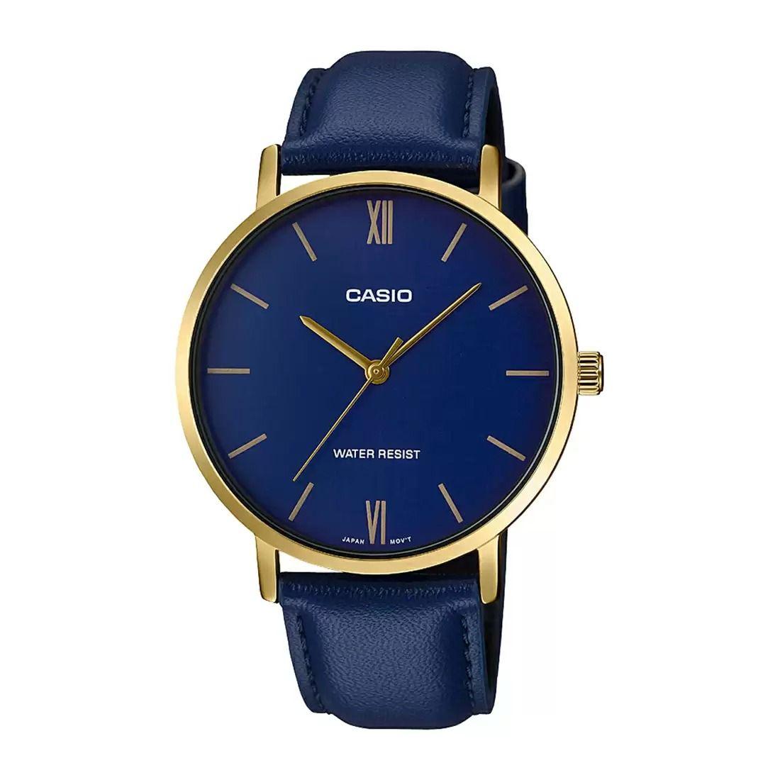 

Мужские часы с синим ремешком, Blue Leather Men s Watch, Casio