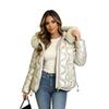 European and American winter loose glossy thickened leave-in cotton-padded jacket cotton-padded jacket black light purple champagne