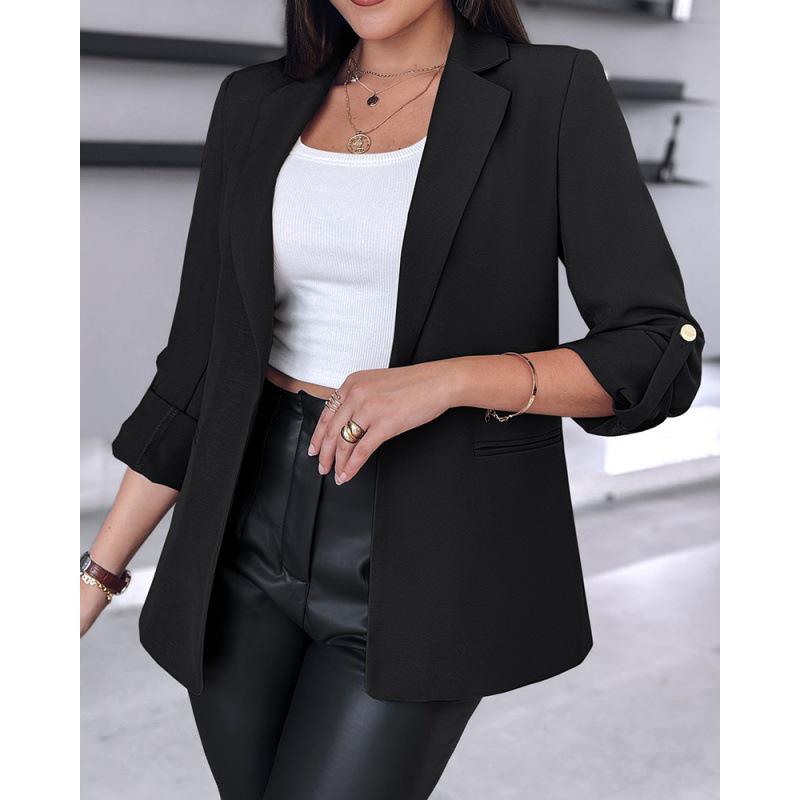 2024 Versatile Women's Roll-Up Sleeve Casual Suit Jacket