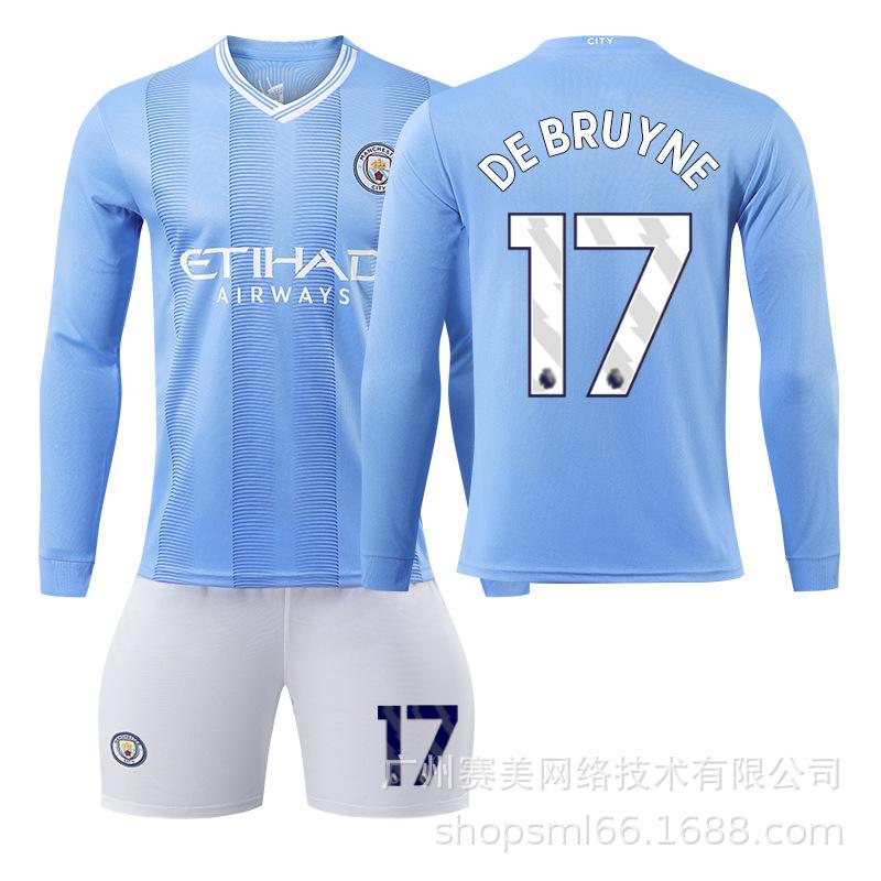 2324 Manchester City Heim Herbst und Winter Fußballtrikot 9 Harland 17 De Bruyne 10 Grad 47 Foden Erwachsener Langarm 28#