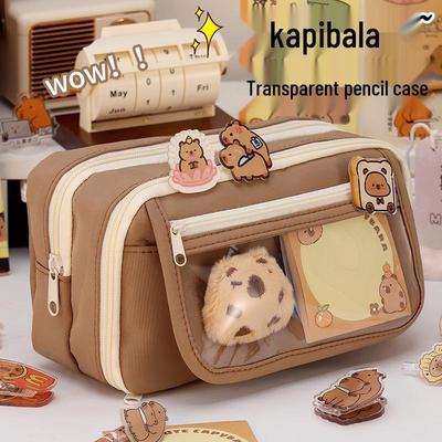 Capybara Federmäppchen mit großer Kapazität für Mädchen – Niedliches & transparentes Design für Junior High Schülerinnen