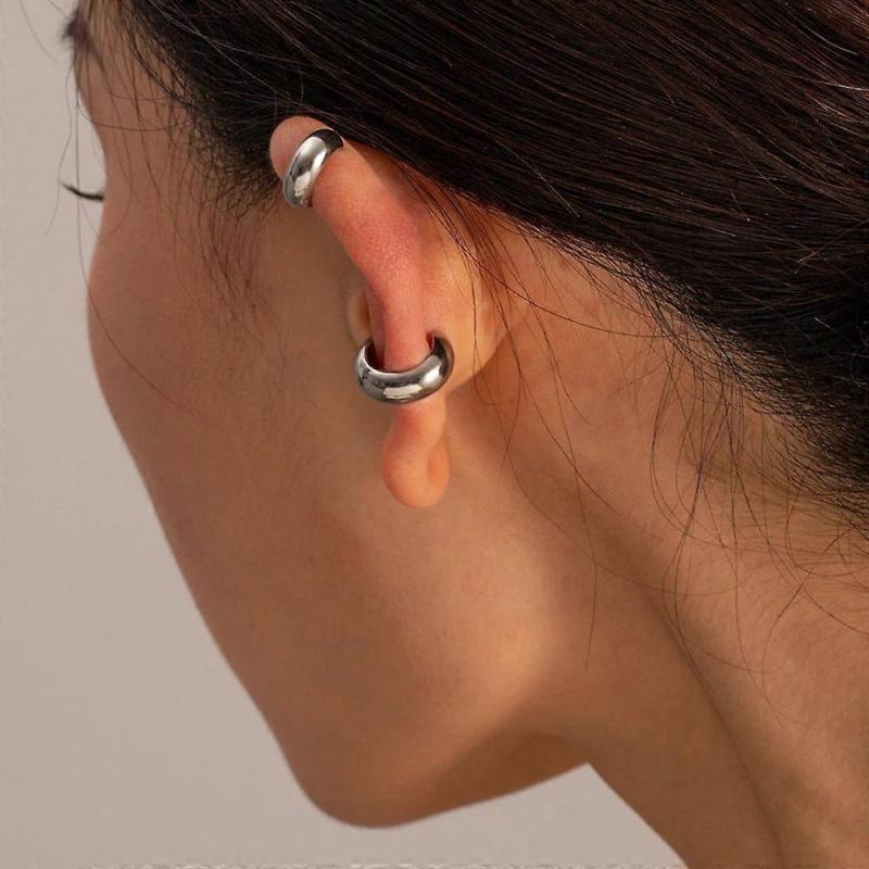 Stainless Steel Chunky C-shaped Ear Clips, Minimalist Tarnish-proof Jewelry,