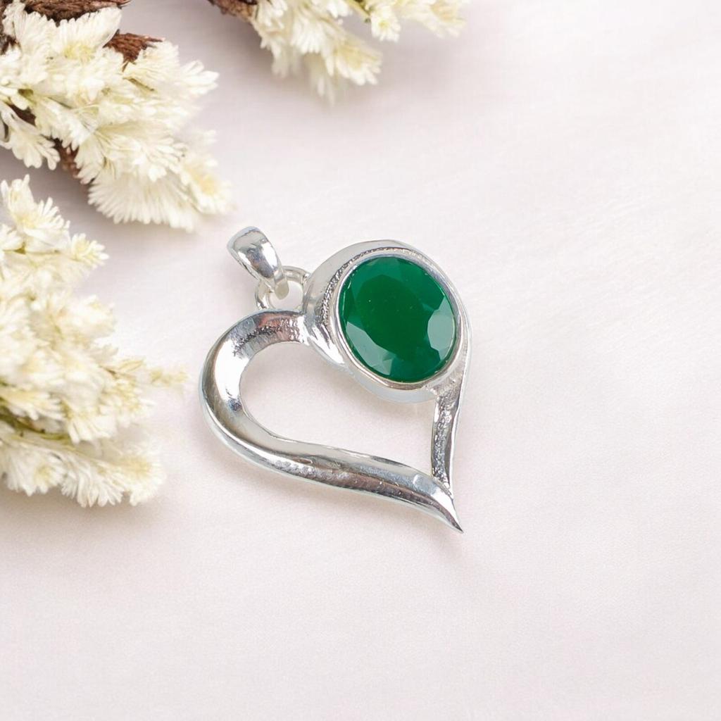 Green Onyx Gemstone 925 Sterling Silver Jewelry Handmade Pendant Birthday Gift CP-5-13