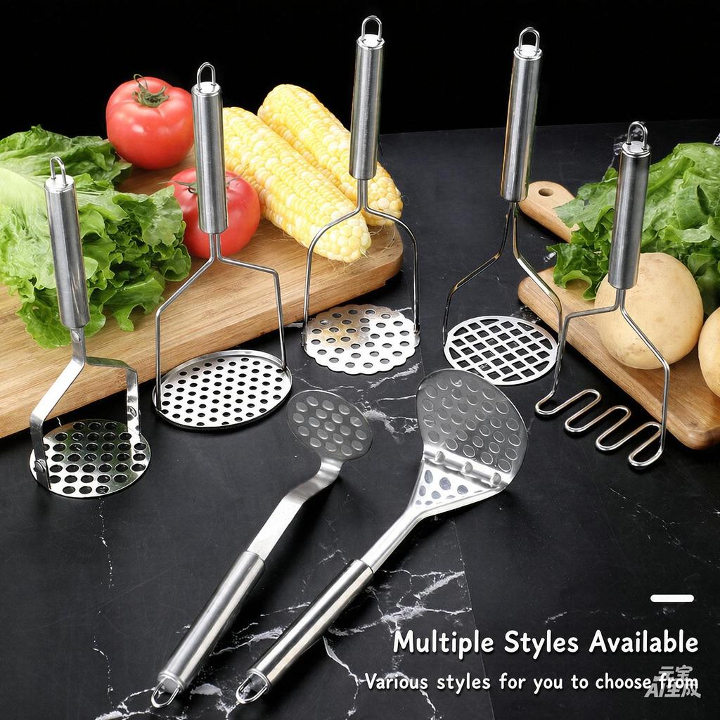 Premium Stainless Steel Potato Masher Double Grid Food Masher for Puree