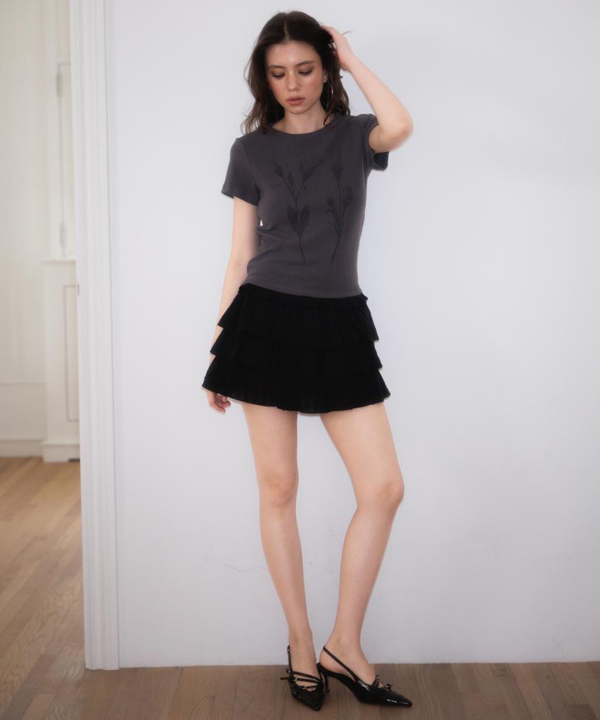 ROSEFRANTZ Lovely Flare Cancan Mini Skirt [Black]