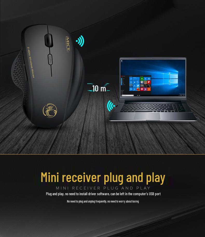 Ergonomic Wireless 6-Button Gaming & Office Mouse - Model G6