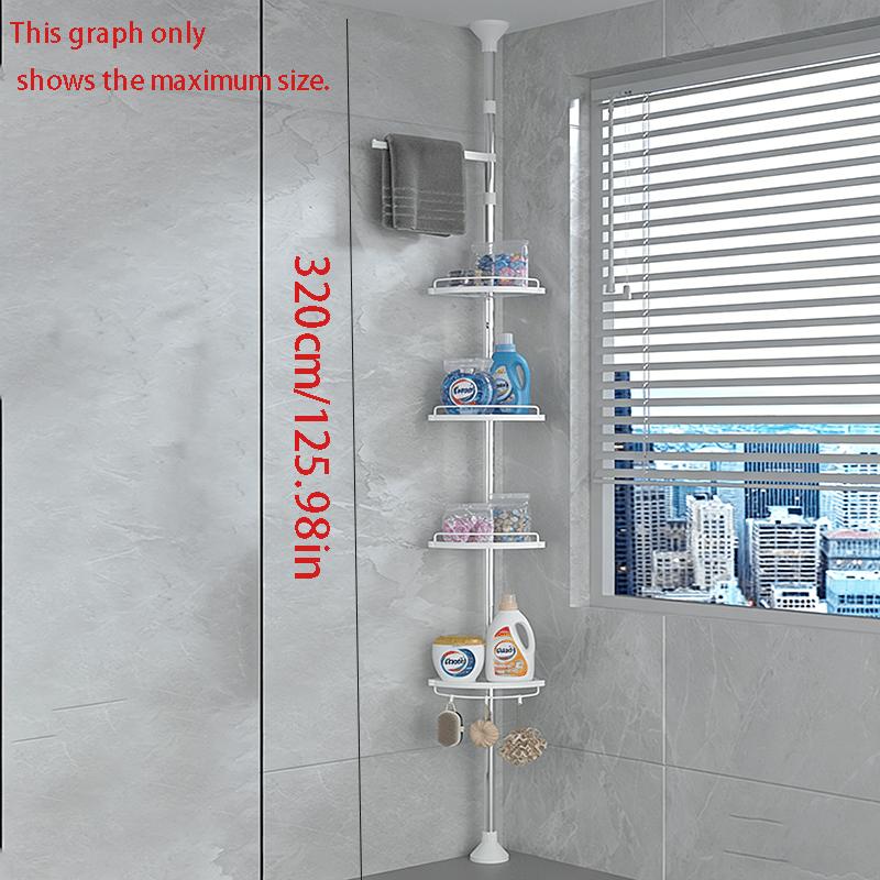 Γωνιακό Ράφι Αποθήκευσης Μπάνιου Επιτοίχιο - Ράφι 4 Επιπέδων Εξοικονόμησης Χώρου Κατάλληλο για Μικρά Μπάνια, Πλαστική Μονάδα Ραφιών