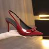 Mode 2025 Nieuw Design Slingbacks Vlinderknoop Dames Pumps Sexy Puntneus Dunne Hakken Stripper Feestschoenen Grote Maat