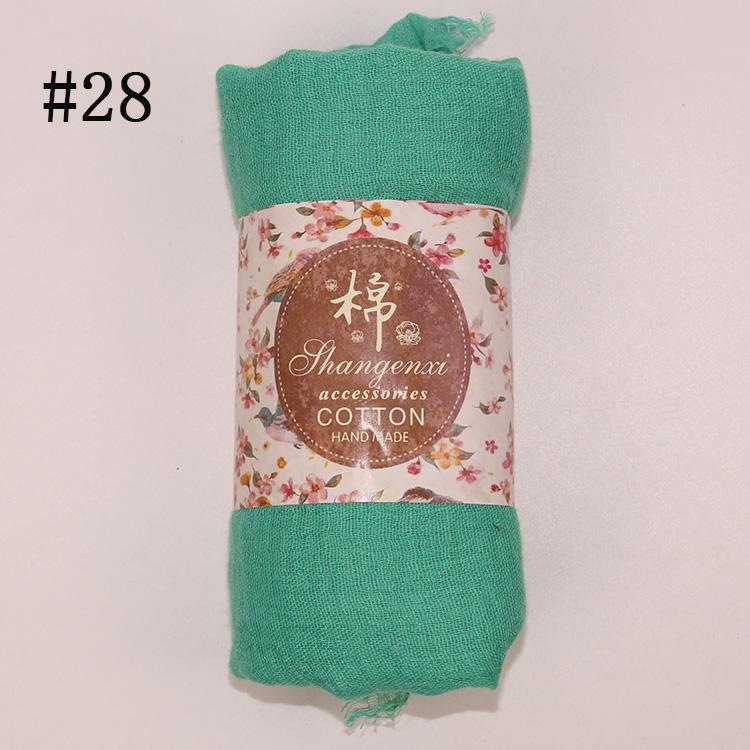Muslim Women Solid Color Scarf Shawl Cotton Crinkle Hijab