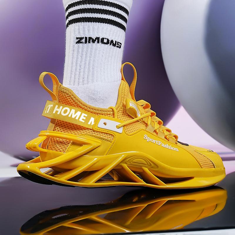 Herren Trendige Colorblock Chinesische Landschaft Schnür-Blade-Sneaker mit verschiedenen Farben, Lässige Outdoor-Laufschuhe