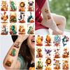 54 Stück Kawaii Temporäre Tattoos Kinder Herbst Ahornblatt Eichhörnchen Hund Tattoo Aufkleber Süße Tier Tattoo Aufkleber für Körper Arm
