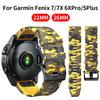 Sports Silikone Camouflage Rem til Garmin Fenix 7 7X Pro Solarmbånd til Epix Pro (Gen 2) 47mm 51mm 6X Pro Armbånd Urrem