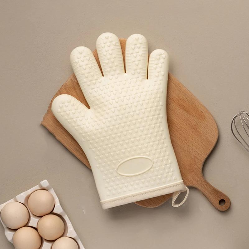 Five-Finger Extended Silicone Oven Microwave Gloves High Temperature Resistant Non-Slip Kitchen Baking Insulation Gloves