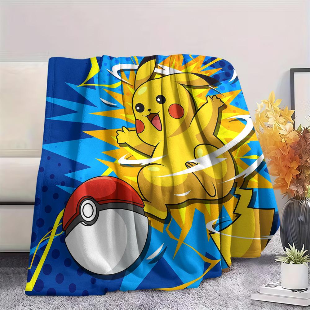 Pikachu and Eevee  Print Flannel Blanket, High quality Comfortable for All Seasons, Home Decor, Warmth and Comfort