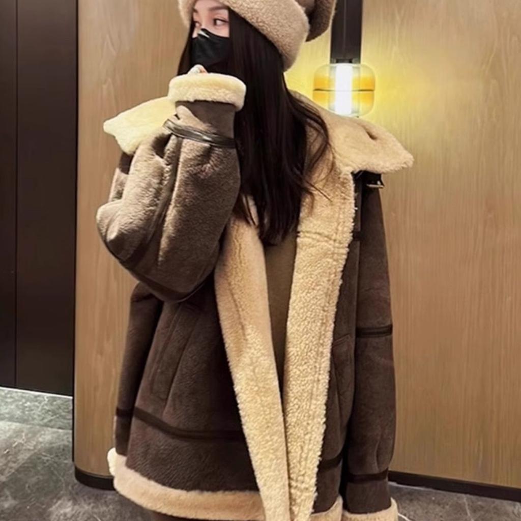 Lamb fur fur integrated fur coat women's winter plush thickened fur coat small man