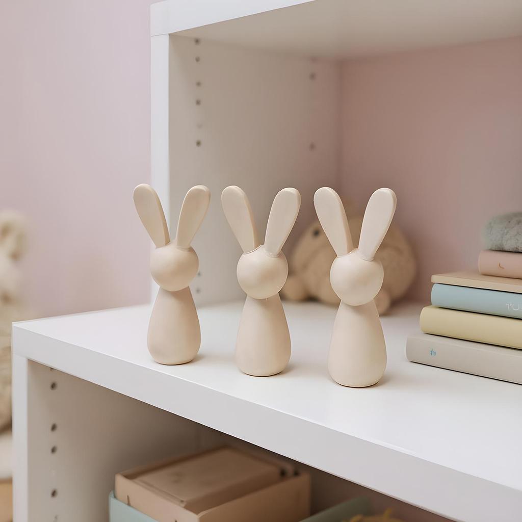 10pcs Wooden Bunny Peg Dolls Bunny Figurines Blank Natural Wood Peg Easter Rabbit Statue DIY Painting Natural Wood Bunny Doll