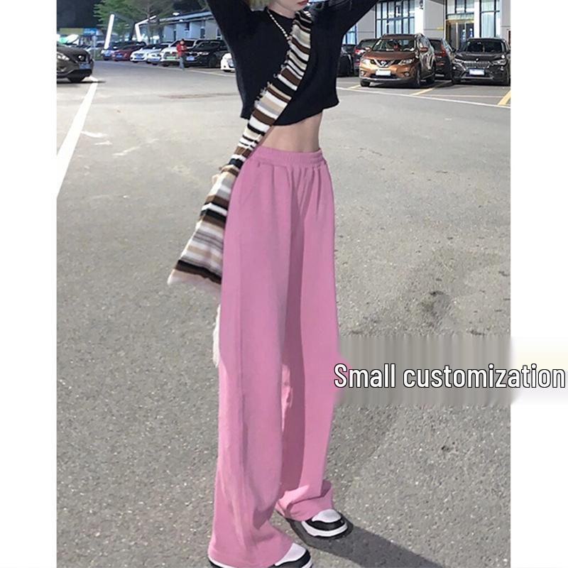 

Women s High Waist Wide Leg Pink Floor-Length Summer Pants XS, fits 78-88 jin