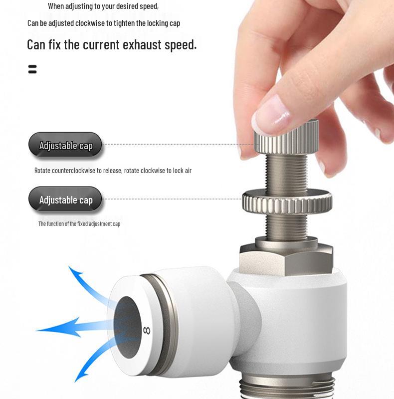 Pneumatyczny regulowany zawór dławiący serii SL (4/6/8/10/12) dla złącza rurki pneumatycznej i cylindra