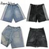 RogueWave New Casual Denim Shorts Y2K Side Striped Pattern Shorts Men Street Retro Harajuku Hip Hop Loose High Waist Sports Shorts