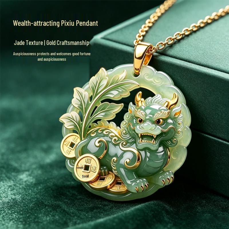 Pixiu Wealth-Attracting Enamel Pendant Necklace - Light Luxury, High-End Clavicle Chain with Niche Design