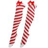 Striped Stockings For Women Over The Knee Long Socks Christmas Green Red Bowknot Long Socks Female Leg Stocking
