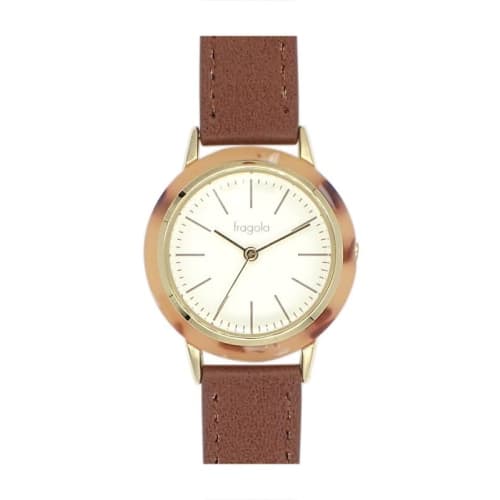 

Follow Fragola Acetate Bezel Watch H04421A-1 BR Women s Brown