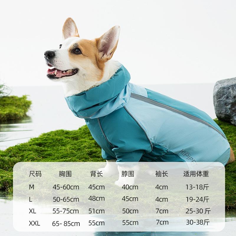 All-inclusive Corgi Raincoat Summer Rain Waterproof Dog Clothes Outdoor Travel Medium-sized Dog four-Legged Jumpsuits