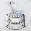 Portable Iron Seasoning Corner Shelving Black/White Non Punching Sundries Organizer Rack Removable Sink Storage Rack Table