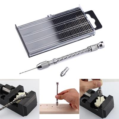 New 21 Pcs Mini Micro-Drill Bits Set & Aluminum Hand Drill & Case For Hobby