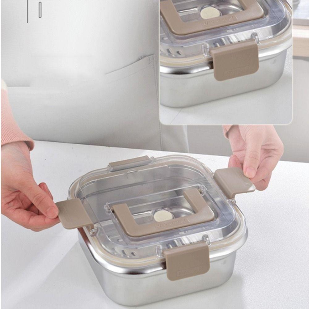 Stainless Steel Food Lunch Box Leakproof Buckle Sealed Picnic Box Household