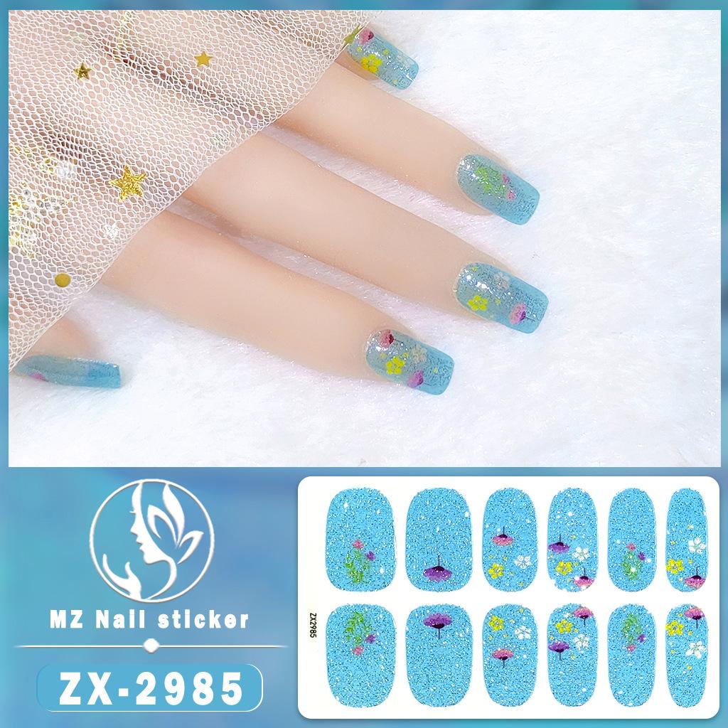 12-finger White No-Bake Nail Decal Fully Coated with Waterproof Long-lasting Nail Patch Simple Wind Nail Polish Adhesive