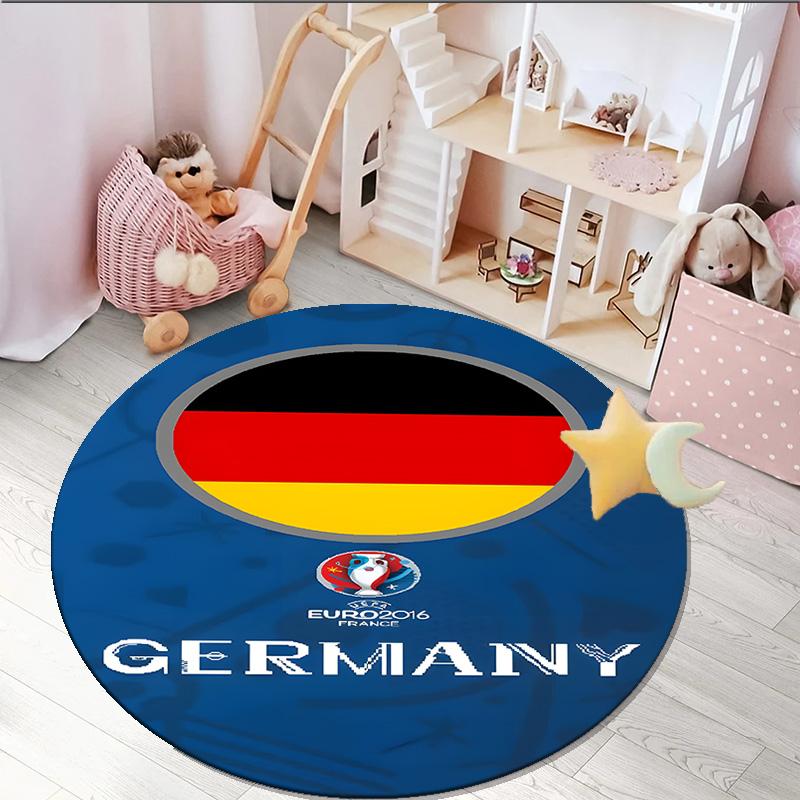 1PC round rug German Football Emblem Printed Round Area Rug ,Rug For Home Office, Round Chair Rug, Decorative Carpet Fan gifts Christmas gift