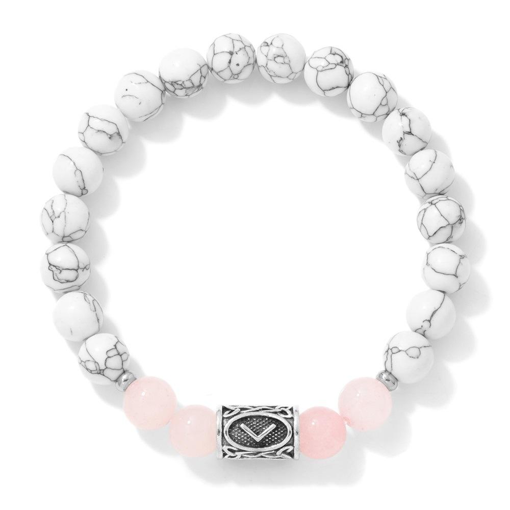 1 шт. Винтажный браслет с рунами викингов, Унисекс, Бусины из натурального камня, Браслет на эластичной веревке