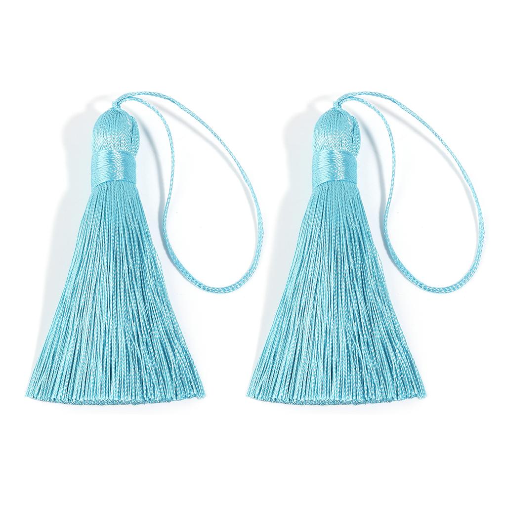 6pcs 82cm Long Silk Tassel Fringe Brush Handmade Soft Mini Tassels with Loops For DIY Craft Jewelry Making Souvenir Bookmark