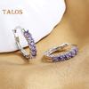 1 Pair Women Huggie Earrings Blue Cubic Zirconia Small Hoop Earrings Party Prom Clipping-on Earrings Copper Round Earrings