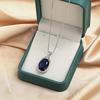 925 Sterling Silver Retro Fashion Blue Zircon Full Diamond Necklace Party Birthday Anniversary Wedding Gift