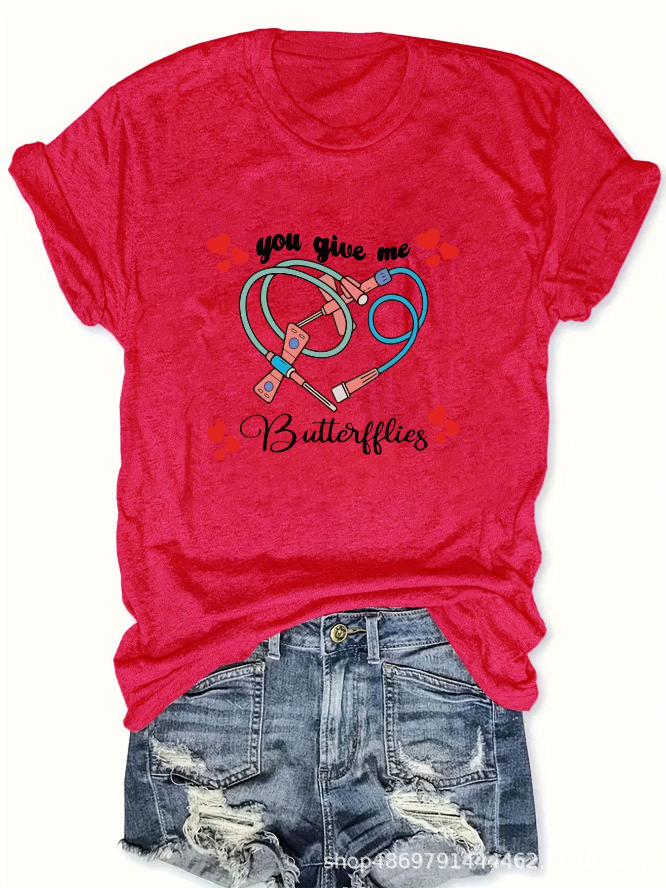 

Женская модная футболка с круглым вырезом для международной торговли L красный