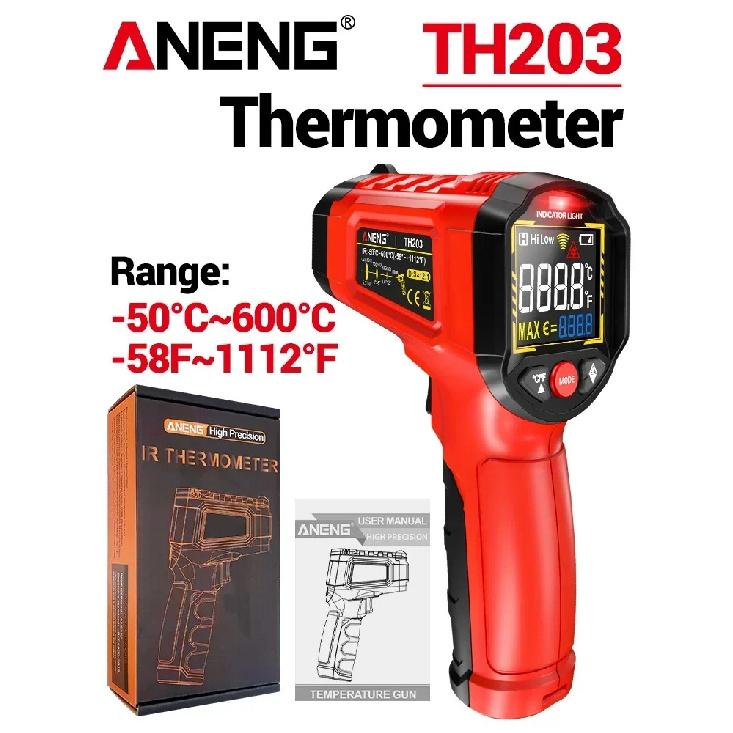 Infrared Thermometer -50~600℃ Digital Temperature Meter Non-contact Pyrometer Tester IR Hygrometer Industrial Tool ANENG TH203