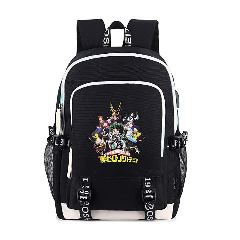 Riman My Hero Academy, surrounding backpack, large-capacity computer bag with USB port, student schoolbag
