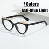 New Color Blocked Personalized Cat Eye Plain Glasses Women's INS Style Anti Blue Light Minimalist Trendy Glasses Eye Protection