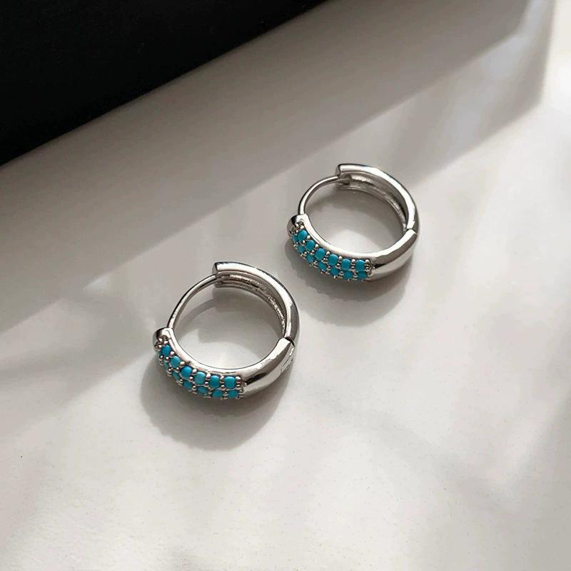 инс ветер бирюзовый серебристый маленькие серьги-кольца женские дизайнерские серьги уши